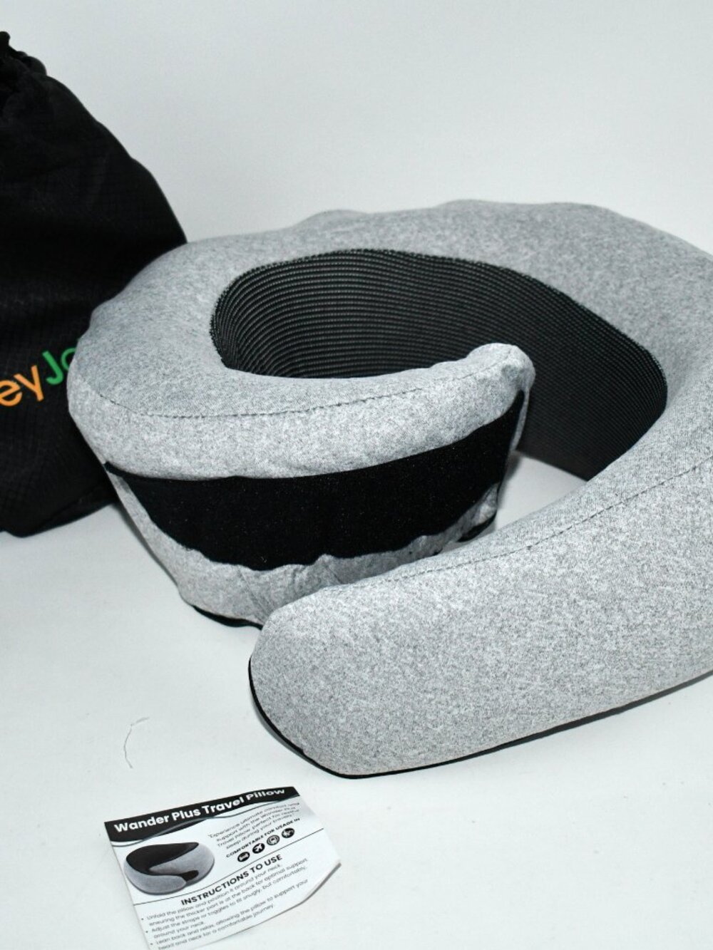 HomeyJoy Memory Foam Travel Neck Pillow, 360° Support, Gray, NWT Condition: New - Picture 3 of 4